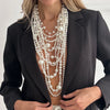 Imitation Pearl Multi-Layer Choker Necklace with Long Tassel Pendant - Image 3