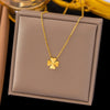 Stainless Steel Flower Pendant Necklace For Women Ladies Gold Color Clavicle Chain Jewelry Wedding Gifts - Image 4