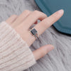 Silver Rings for Women Couple Minimalist Handmade Simple Wide Square Black Ring Jewelry Gift Prevent Allergy - Image 4