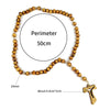 Vintage Cross Pendant Necklace Jesus Hollow Wood Bead Choker Halloween Jewelry Gift - Image 2