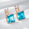 Big Square Sky Blue Stone Drop Earrings For Women Rose Gold Color Zircon Jewelry Accessories - Image 3