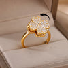 Spinner Zircon Heart Four Leaf Clover Rings For Women Stainless Steel Fidget Ring Jewelry Christmas Gift - Image 1