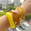 3Pcs/Set Exaggeration Yellow Coffee Acrylic Geometric Irregular Wide Cuff Bangles Women Resin Bracelets Jewelry - Image 3