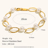 La. Muses Imitation Pearl Oval Buckle Chain Stainless Steel Women's Bracelet Pvd Plated Daily Jewelry Accessories - Image 4