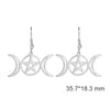 Crescent Goddess Black Birthstone Stainless Steel Earrings Triple Moon Wicca Pentagram Gothic Drop Earrings - Image 11