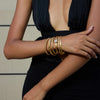 Minimalist Gold Color Plated Stainless Steel Hammer Pattern Double Layer Bracelet Foldable Wrinkle Bracelet Women's J - Image 3