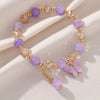 Purple Butterfly Charm Beaded Stretch Bracelet For Women Multi Color Crack Faceted Beads Round Charm Cute Girls Jewelry Gift - Image 12