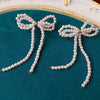 White Bowknot Imitation Pearls Tassel Dangle Earrings Women Temperament Versatile Earring Elegant Jewelry K - Image 8