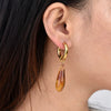 Long Waterdrop Pendant Hoop Earrings For Women Round Stainless Steel Gold Color Ear Buckel Dangle Female Jewelry - Image 2