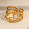 Exaggerated Three Layers Moon Sun Theme Opening Ring Gold Plated Stainless Steel Women Chic Jewelry - Image 2