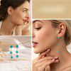 Turquoise Heart Earrings for Women Gold Plated Threader Chain Drop Hypallergenic Dainty Long Dangle Earring Western Jewelry - Image 3