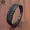 Stainless Steel Beaded Bracelet Men's Jewelry Classic Multilayer Braided Leather Bracelet Year Men Gift - Image 1