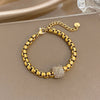 Punk Chunky Stainless Steel Wheat Ears Thick Chain Necklace Simple Gold-Plated Zircon Beads Pendant Choker Necklace for Women - Image 7
