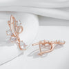 Shiny Zircon Flower Long Drop Earrings For Women Rose Gold Color Ethnic Bridal Wedding Jewelry - Image 4