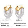 Elegant Gold Color Plated White Resin Pearl Smooth Earring Stainless Steel Jewelry - Image 7