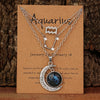 3 Pieces/Set Zodiac Retro Moon Glow Pendant Necklace Set with Birthstone Cards, Birthday Gift for Besties and BFFs - Image 7