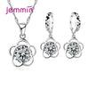 Silver Crystal Pendant Necklace Earrings Jewelry Set For Women Girls Wedding Engagement Jewelry - Image 8