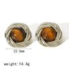Products Statement Nature Stone Tiger-eye Earrings Gold Plated Stainless Steel Pearl Stud Earrings for Women - Image 10