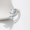 Silver Rectangle Emerald Cut Light Blue CZ Ring Delicate Adjustable Finger Ring For Women Girl Party Jewelry - Image 6