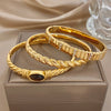 Vintage Gold Plated Stainless Steel Cuff Bangle for Women Stone Twisted Wrap Wristband Bracelets Party Jewelry - Image 2