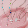 4Pcs/Set Cross Colorful Crystal Necklaces For Women Simple Gold Silver Color Y-Shaped Pendant Necklace Set Christian Jewelry - Image 12