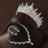 Bridal Wedding Jewelry 4-piece Set, Alloy Crystal Crown&Crystal Necklace&Earrings Women's Classic Wedding Tiaras - Image 3