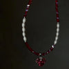 Heart Pendant Necklace with Crystal and Imitation Pearl Details - Image 2