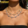 Iced Out Star Bar Link Chain Necklace Tennis Chain Paved Tiny Sparking Shiny CZ Stone Charm Choker For Women Jewelry - Image 1