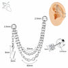 ZS 20G 2Pcs/lot Heart Moon Double Layer Chain Stainless steel Ear Chain Moon Spike Crystal Ear Stud Cartilage Earrings Jewelry - Image 7
