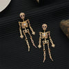 Light Full Rhinestone Skull Earrings for Women Exaggerated Skeleton Pendant Earrings Halloween Party Jewelry Gift - Image 4