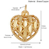 Brass Heart with CZ Zirconia Paved Charm Pendant, Gold Plated Zircon Jewelry Finding Supplies - Image 15