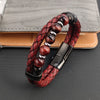 Multi Layer Braided Rope Leather Bracelet Stainless Steel Men Bangles for Red Stone Charm Women Jewelry - Image 2