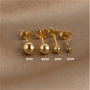 3/4/5mm Classic Stainless Steel Dot Ball Stud Earrings Unisex Gold Color Stackable Simple Women's Jewelry Christmas Gifts - Image 6