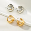 Gold Color Round Chunky Earrings for Women Lightweight Smooth Metal Open Thick Hoops Jewelry - Image 3
