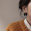 Vintage Black Flocking Bowknot Earrings Geometric Cute Bowknot Stud Earrings for Women Y2K Elegent Jewelry Accessories - Image 5
