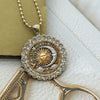 Vintage Sun Moon Star Inlaid White Synthetic Zirconia Pendant Necklace for Women's Daily Wear Jewelry Accessories Gifts - Image 1