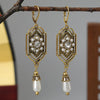 Vintage Golden Plated Inlaid Imitation Pearl Pendant Earrings Women's Elegant Banquet Jewelry Accessories Dangle Earrings Gifts - Image 1