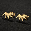Simple Design Sun Totem Stud Earrings Women Irregular Fan Shaped Stainless Steel Thorn Earings Party Jewelry Gifts - Image 12