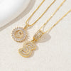 2Pcs Full CZ Zircon Iced Crystal Initial Letter Flower Necklace Women Copper A-Z Alphabet Pendant Couple Jewelry Birthday Gifts - Image 6