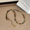 Light Colorful Stone Cubes Beads Strand Beaded Necklace for Women Gold Plated Copper Chain Chokers - Image 3