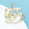 Zodiac Pisces 2 Dolphins Shell Brooch Pins Blue and Clear Crystal Animal Badge JewelryGift For Suit and Dress - Image 4