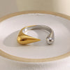 Unique Cool 316L Stainless Steel Two Tone Bird Beak Shaped Asymmetrical Open Ring Jewelry Women's Ring - Image 3