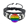 Lgbt Black Weave Leather Bracelet Bi Pride Glass Cabochon Gay Pride Rainbow Flag Photo Bangle Jewelry For Women Men Lovers Gift - Image 28