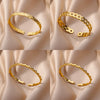 Gold Plated Bangle Bracelet for Women Open Adjustable Stainless Steel Cuff Bracelets Vintage Jewelry item - Image 1