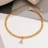 A Z Cubic Zirconia Intinal Letter Anklet Bracelets for Women, Adjustable Stainless Steel Cuban Link Foot Chain Beach Jewelry - Image 5