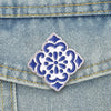 Blue White Mediterranean Enamel Pins Floral Ceramic Pattern Brooch Azulejo Tile Lapel Badge Jewelry Accessory Gifts For Friends - Image 1