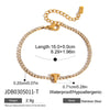 Simple Classic Gold Color Plated Stainless Steel White Rhinestone Chain Twelve Letter Bracelet Stackable Chain Bracel - Image 26