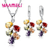 Anniversary Gift For Women Silver Color Jewelry Sets Cubic Zirconia Pendants Necklaces Charm Hoop Earrings - Image 1