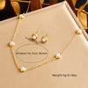 316L Stainless Steel Pearl Butterfly Flower Golden Necklace Earrings For Womens Party Gift Jewelry Set - Image 5