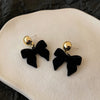 Vintage Black Flocking Bowknot Earrings Geometric Cute Bowknot Stud Earrings for Women Y2K Elegent Jewelry Accessories - Image 6